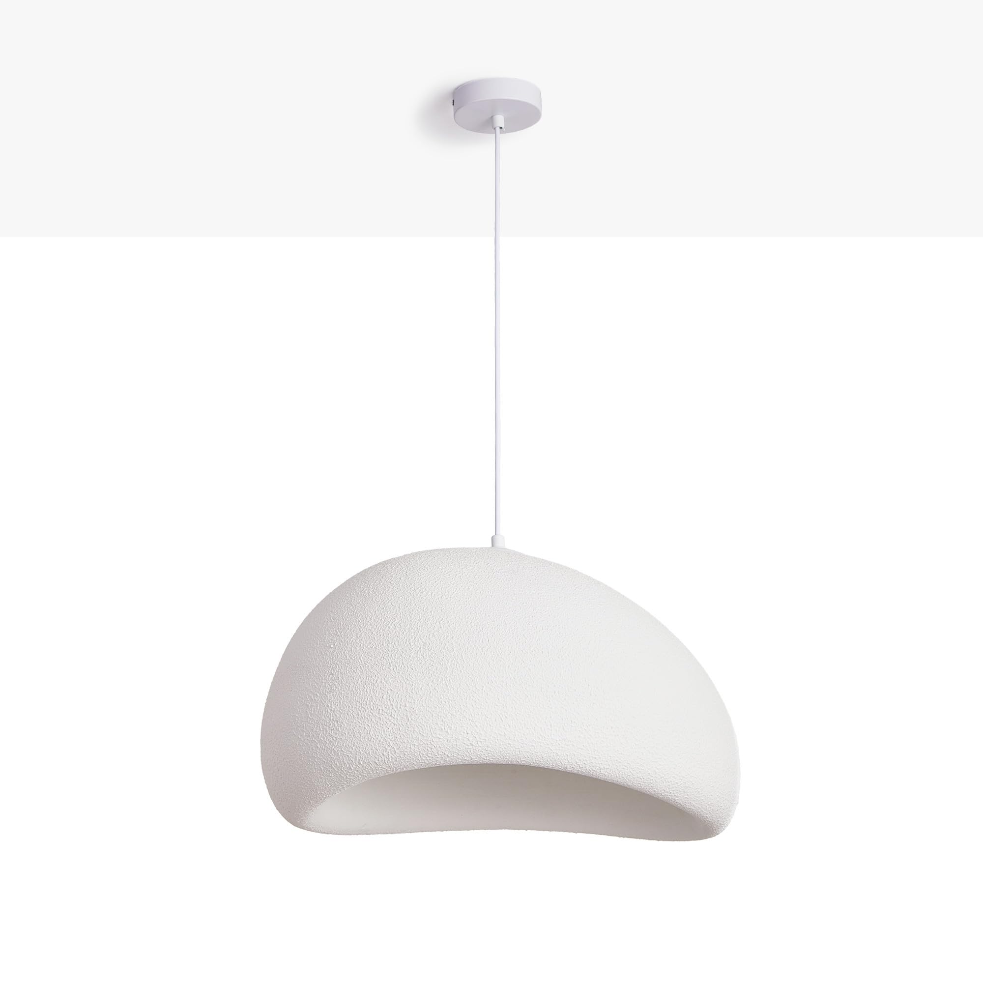 Lámpara Colgante Wabi Sabi 08 Blanca. Diseño con acabado Texturizado, Casquillo E27 Ø30 cm. Estilo Japandi, Minimalismo Japonés Natural - Iluminación Wabi Sabi para Techo de Salón, Dormitorio o Comed