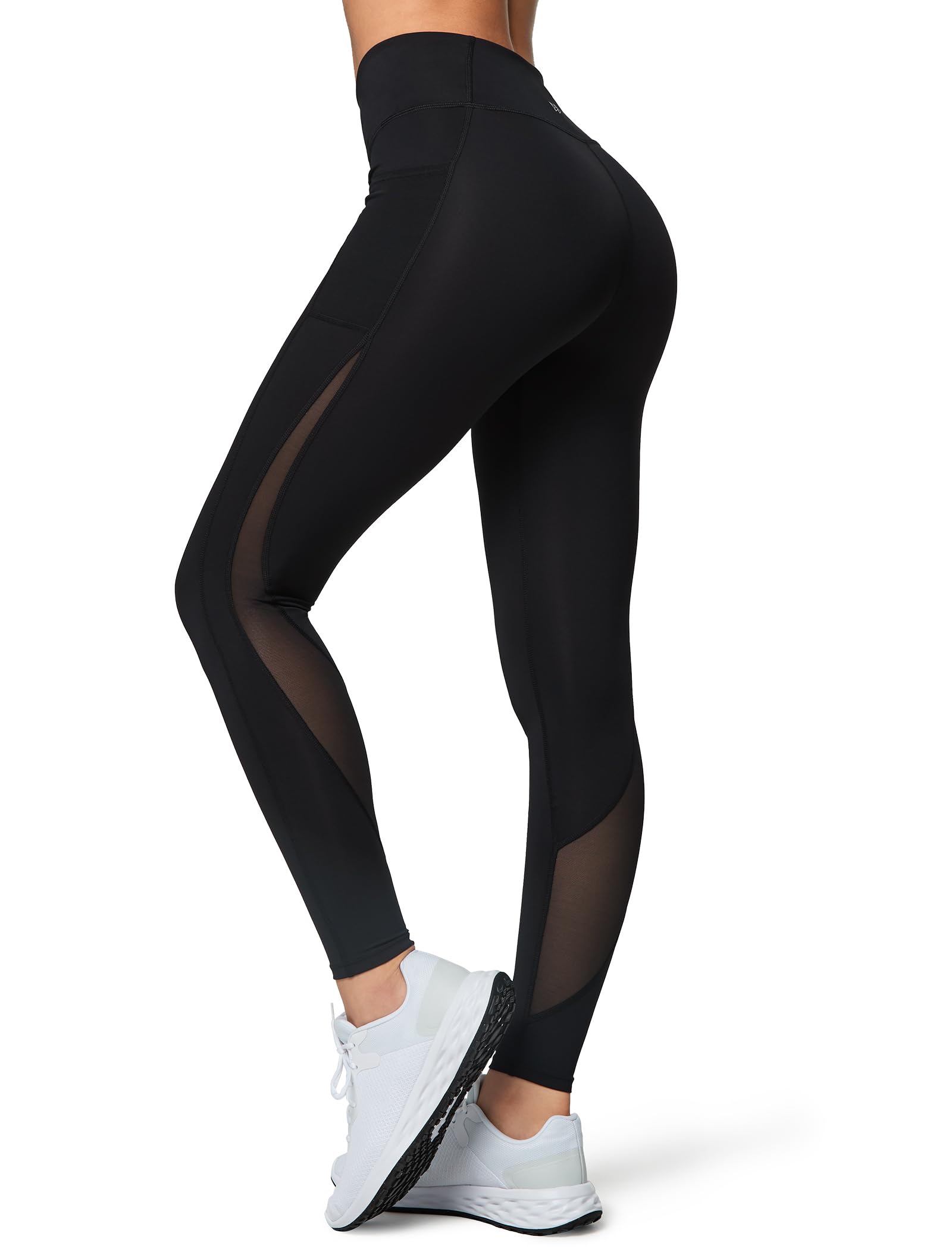 Yvette Donna Sportivi Pantaloni con Tasche Mesh Vita Alta Leggings Elastici per Fitness Allenamento Jogging Yoga