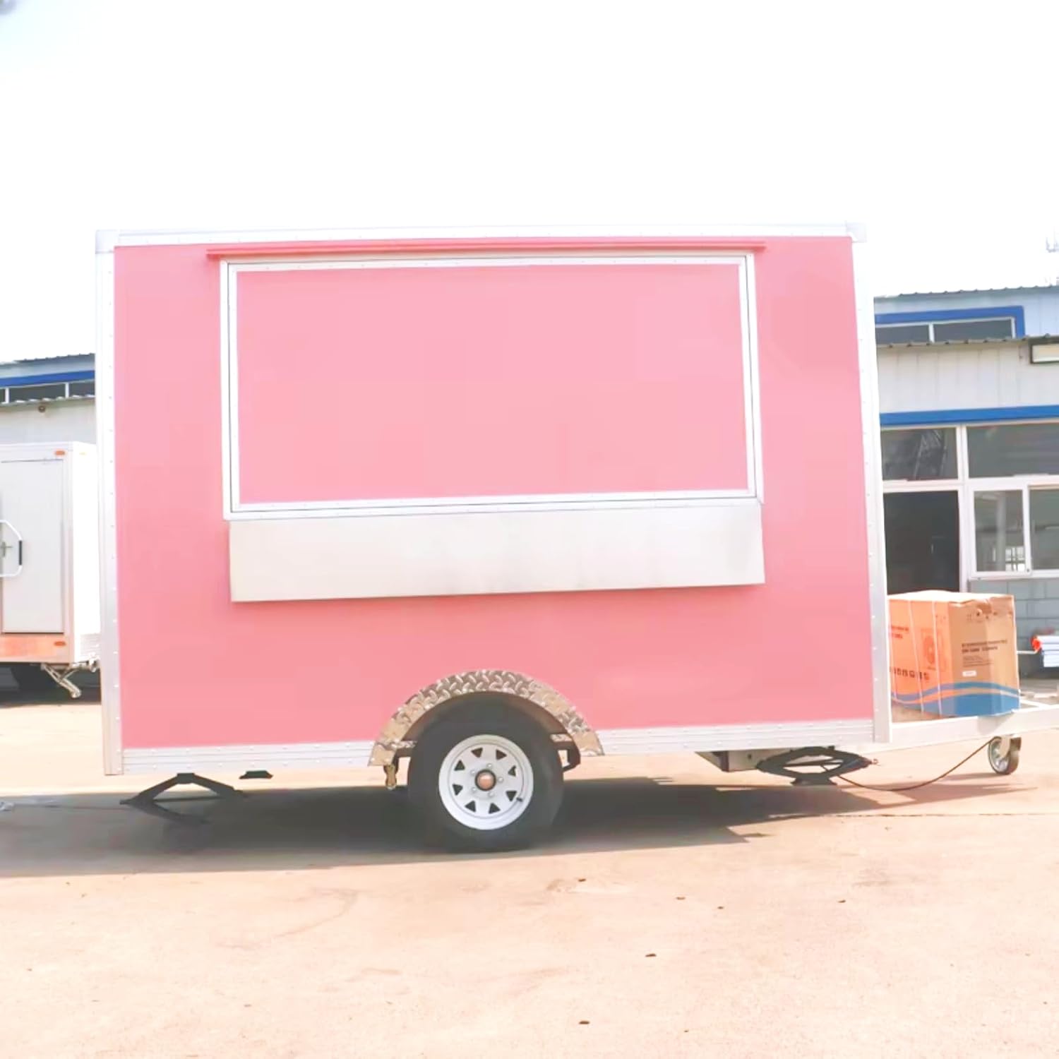 Mobile Food Trailer Equipped with Full Kitchen, Commercial Portable Hot Dog Coffee Ice Cream Cart Concession Trailer for Fast Food Pizza Hamburgers Catering