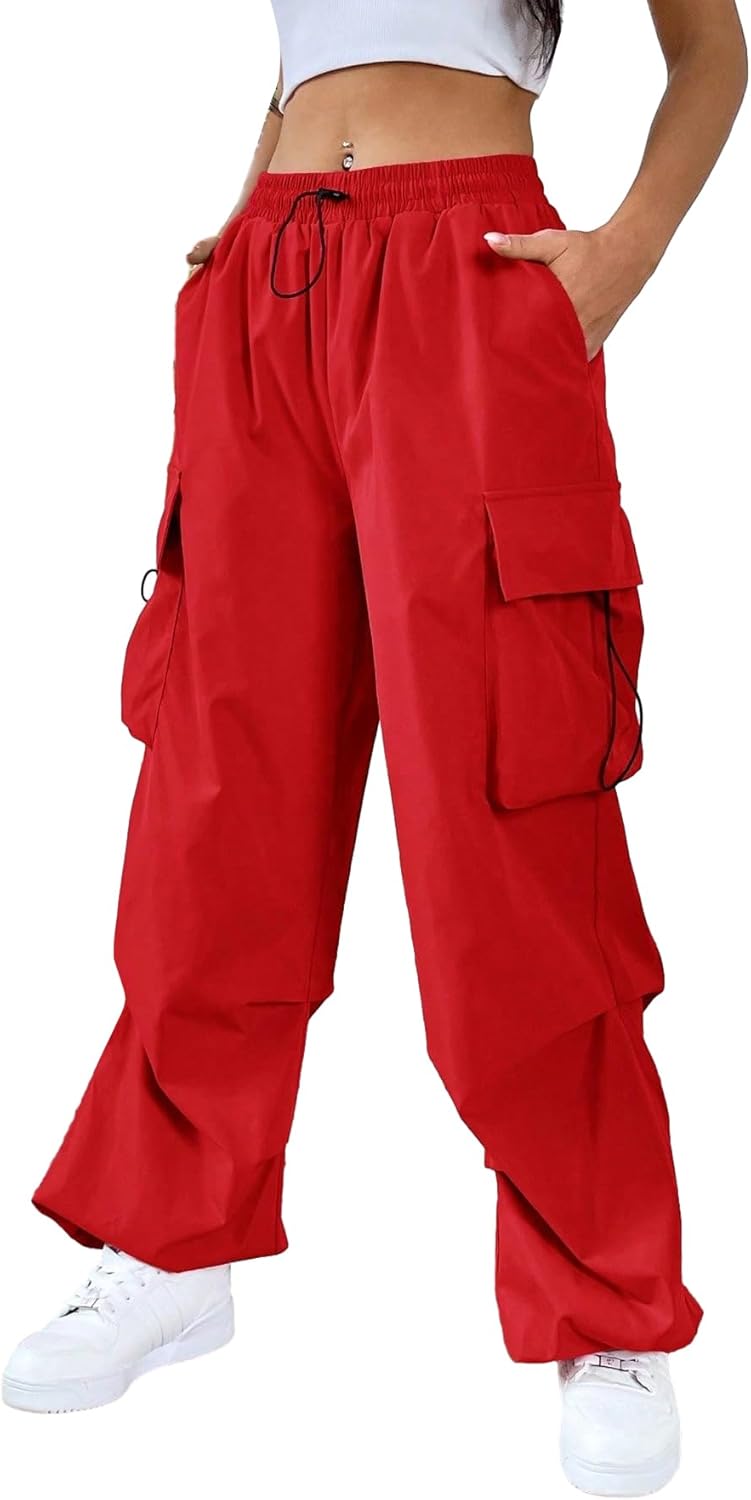 SHENHE Women's Baggy Loose Cargo Pants Drawstring Waist Joggers Long Trousers