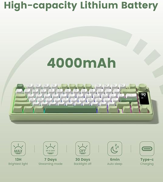 Womier S-K71 Gaming Keyboard, 75% Keyboard, Aluminum Alloy, Wireless Mechanical Keyboard, Bluetooth/2.5G/Wired Hot-Swap Switch, Adjustable Gasket, RGB Light, Compatible with Mac/Win, PBT Keycap - 5
