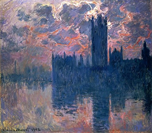 Tableau Claude Monet Parlement de Londres paysage déco toile 69x79