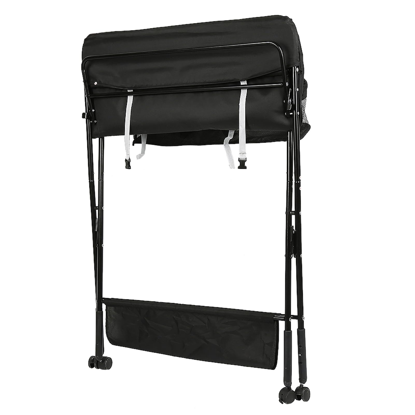 Homewell Cambiador de bebé plegable, con cambiador, cinturón de seguridad, compartimentos, bonito patrón e indicación de altura, estable y cómodo (negro)
