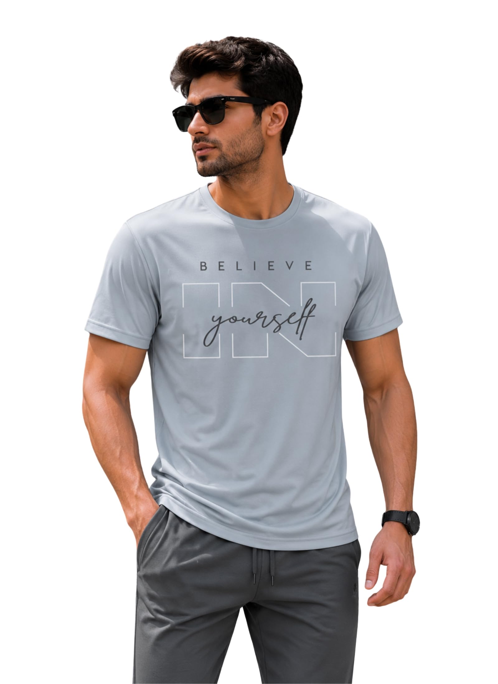 dpassion Men's Quick Dry Sports T-Shirt | Printed Gym Workout Running Training Activewear Tee-picture-18