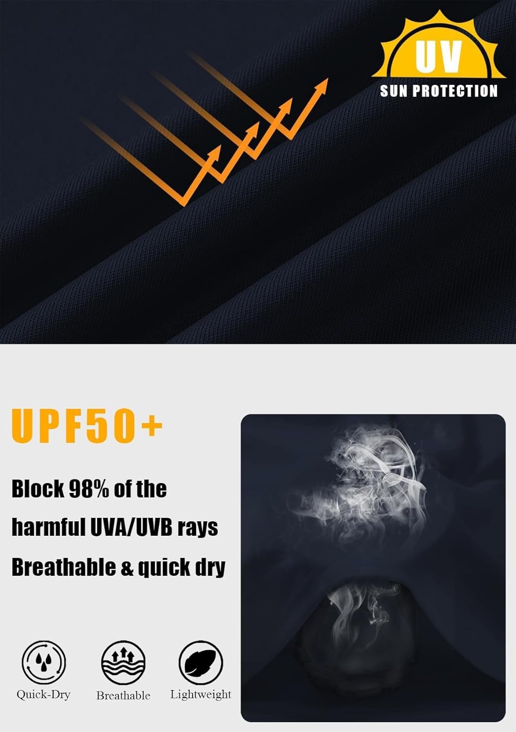 Mens T-Shirt Sun Shirts UPF 50+ Short Sleeve Quick Dry Athletic with UV Protection - Image 4