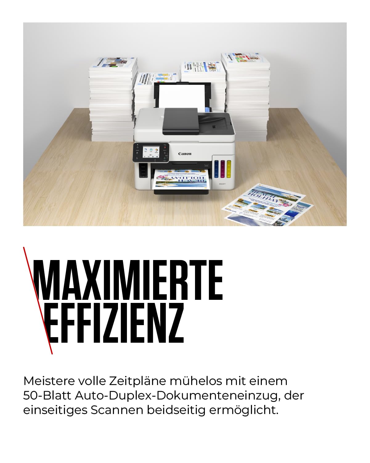 Canon MAXIFY GX6050 MegaTank drukarka wielofunkcyjna 3 w 1 (druk atramentowy, kopiowanie, skanowanie, 50 arkuszy ADF, A4, Wi-Fi, LAN, ekran dotykowy LCD 6,9 cm, druk dwustronny, niskie koszty