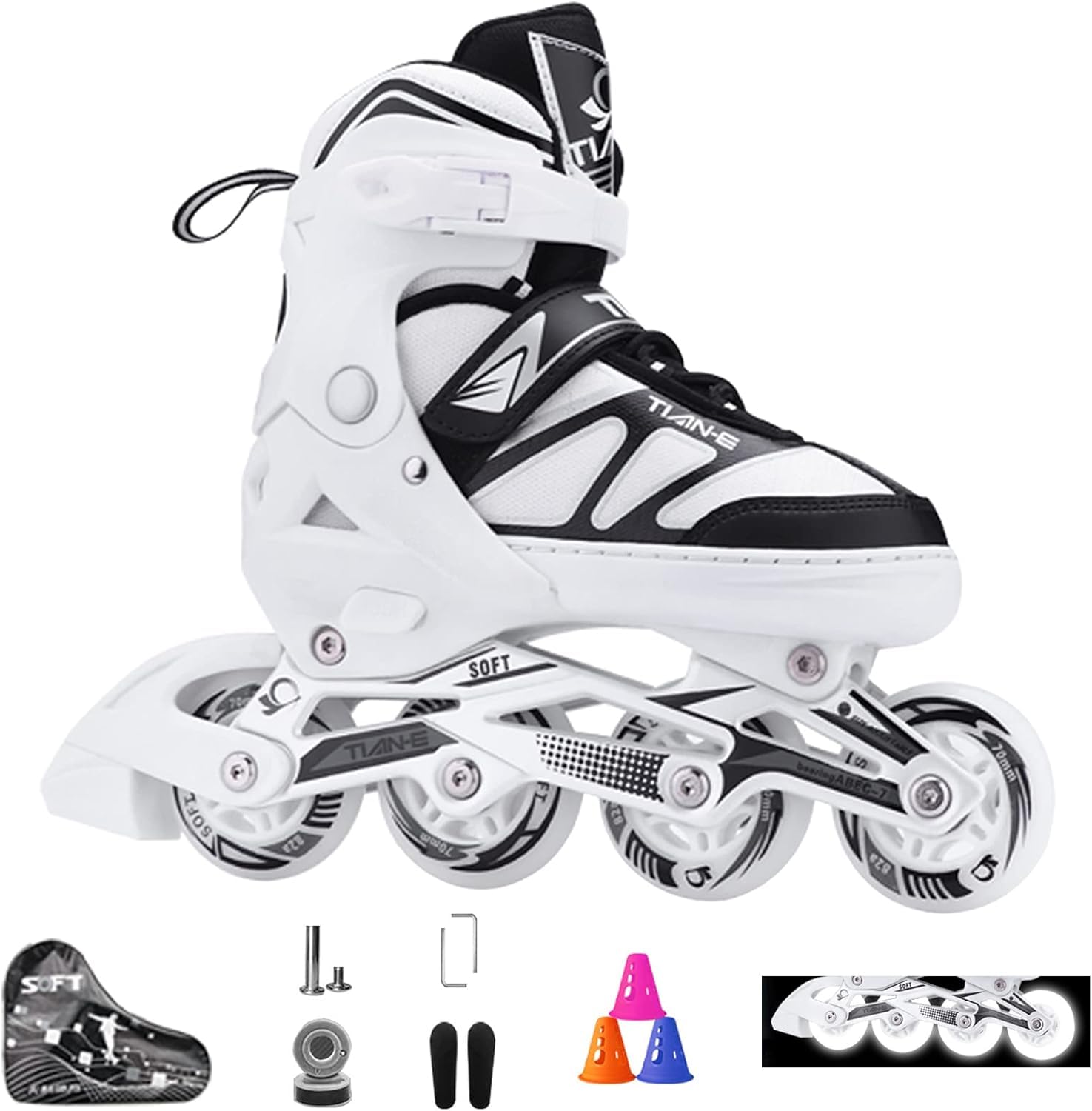 Patines En Línea Ajustables De 4 Tamaños para Adultos Y Niños con 8 Ruedas Iluminadas, Patines Ilie para Niños Y Niñas con Rodamientos Silenciosos ABEC-7, Patines Transpirables para Adultos