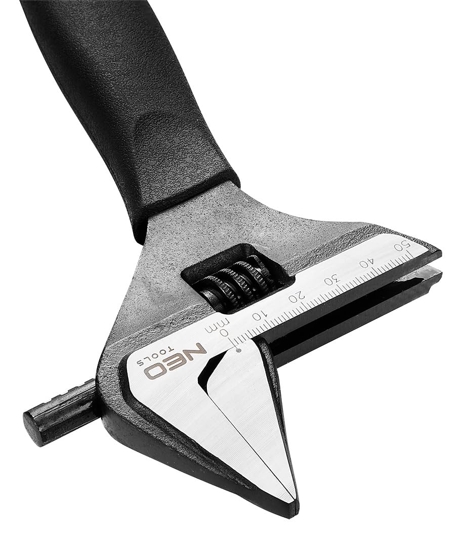 NEO TOOLS Schraubenschlüssel verstellbar | Backenverstellbereich 0-50 mm | Länge: 250 mm | Rohrzange & Rollgabelschlüssel aus Chrom-Vanadium Stahl | Ergonomischer Gummi Griff