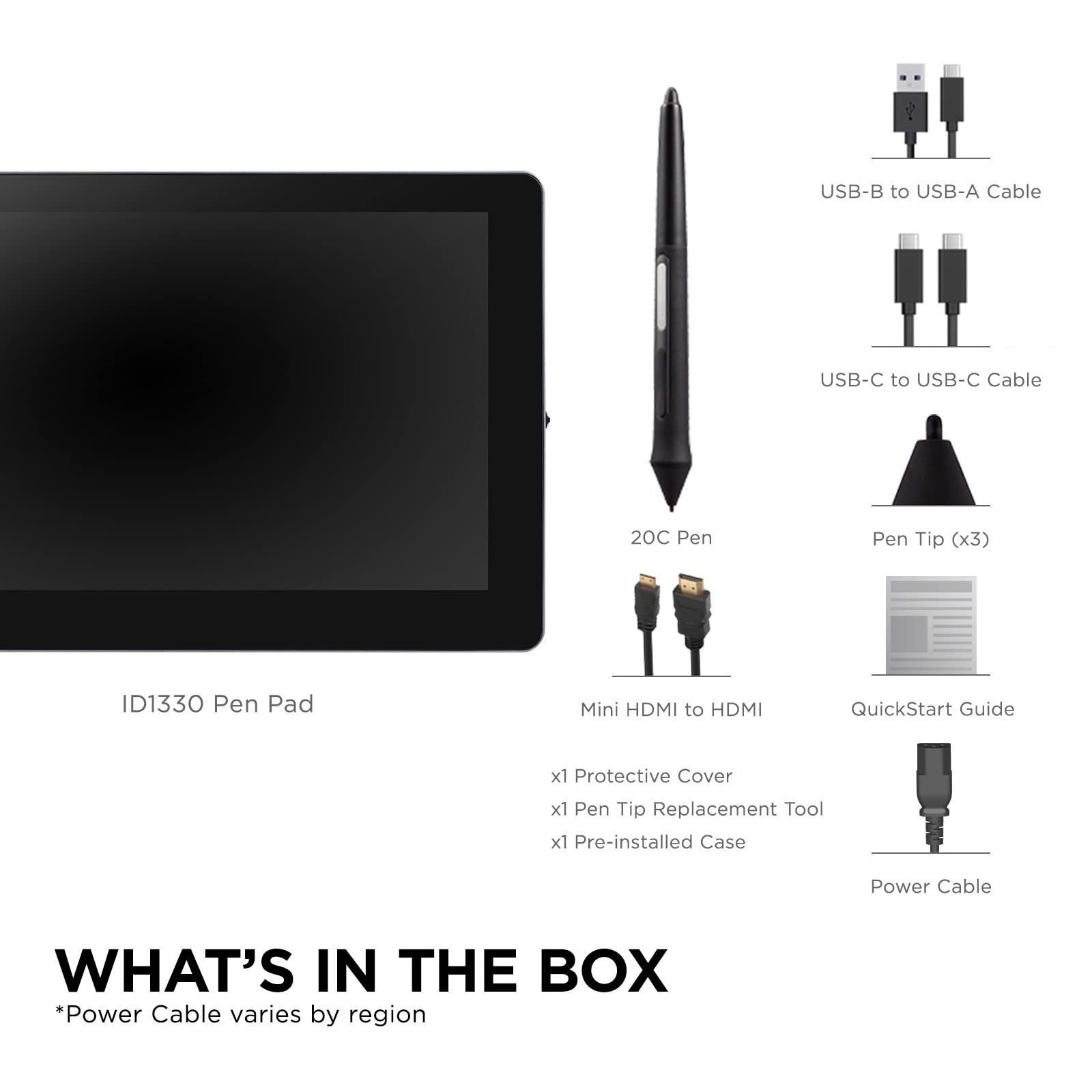 ViewSonic ID1330 13,3 pollici portatile 1080p disegno penna display tablet con penna stilo gratuita per scrittura digitale, grafica, insegnamento remoto, supporto per Windows, Mac, Android