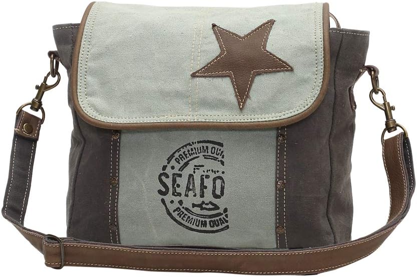 Myra Bag Canvas Star Purse - Womens Star Bag with Fabric Body and Real Leather Accents, Aesthetic Canvas Purse for Women - Image 4