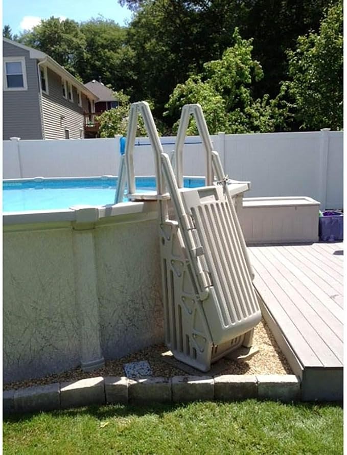 Escalera de Piscina Ajustable 24 Pulgadas con Puerta y Barandas miniatura 8