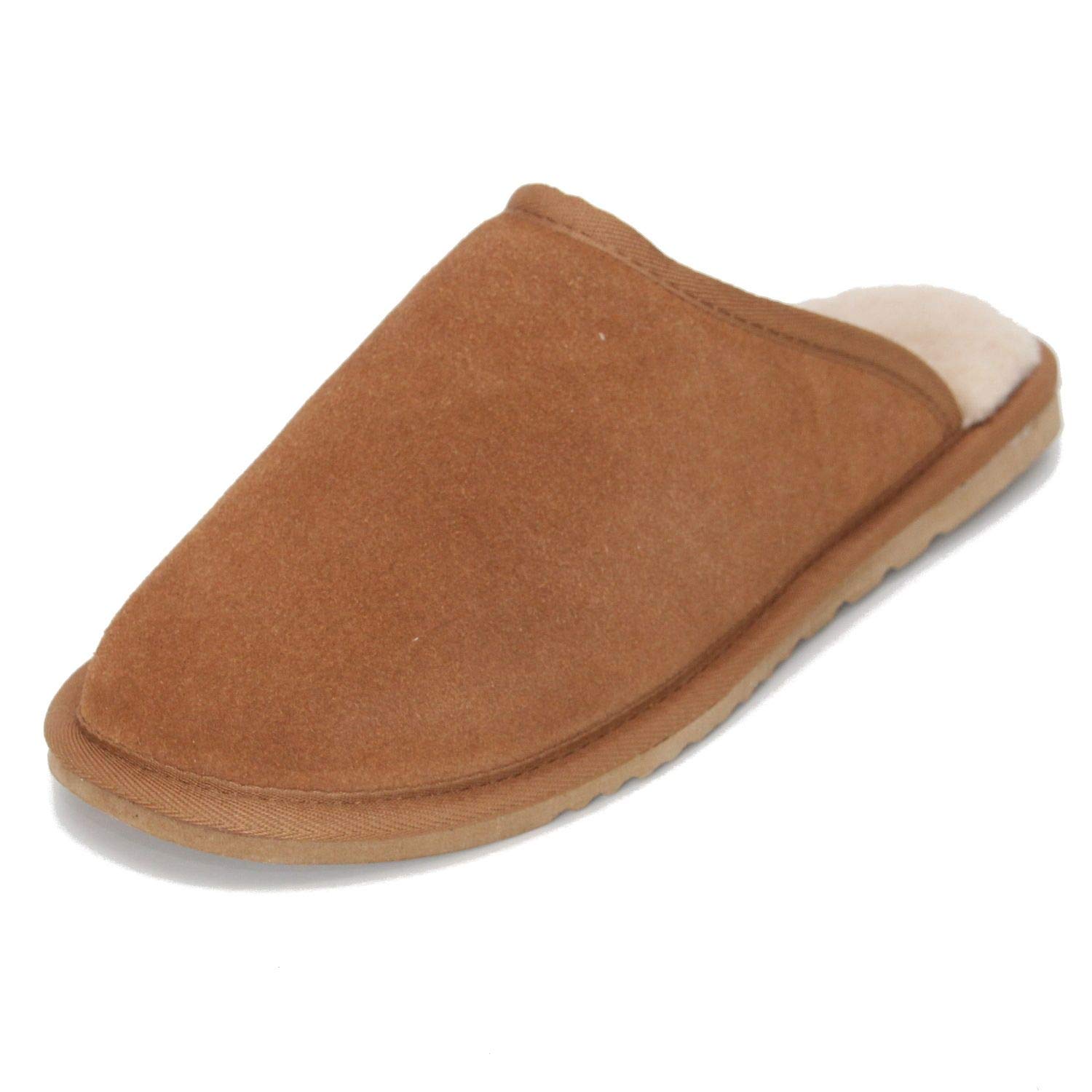 Men's Sheepskin Slipper Mules - Warm, Comfy Sheepskin with Hard Sole