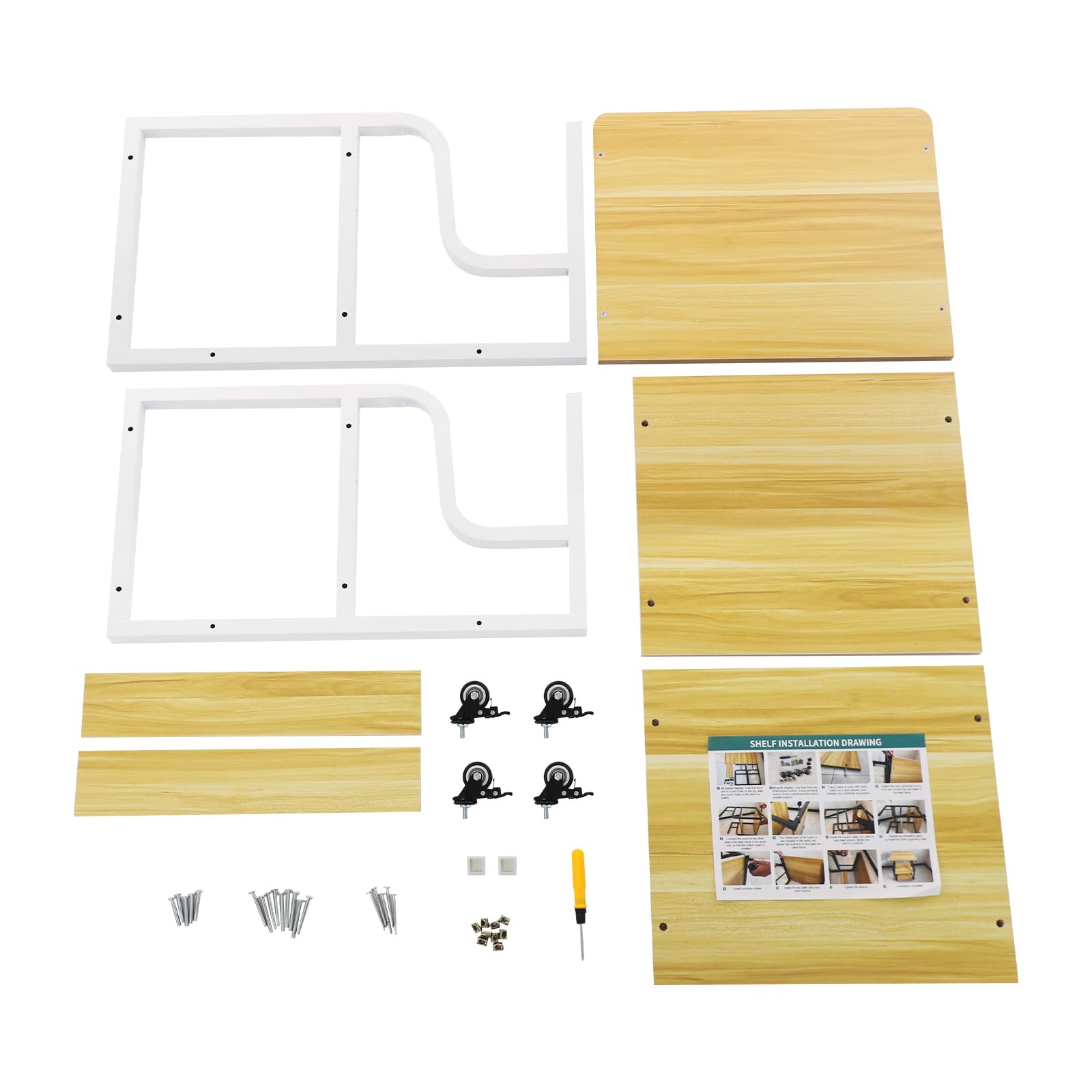 Druckertisch 50 * 40 * 74.5cm 80kg Solide Unterstützung 3-Stufiger DruckerstäNder Verstärkte Rücklage Rollender DruckerstäNder für Heimbüros, Firmenbüros, Studienräume (Weiß + Licht Walnussfarbe)