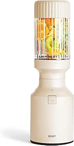The Beast Mini Blender | Mini Countertop Kitchen Blender | Blend Smoothies and Shakes, Dressings, Sauces, Dips | Straw Cap and Straws Included | 600W (Sand)