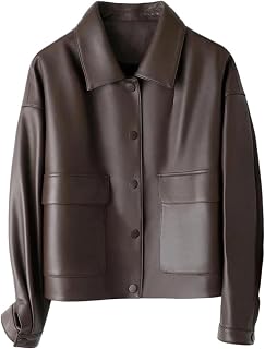 100% Real Leather Jacket Women Autumn Winter Casual Short Lapel Sheepskin Outerwear