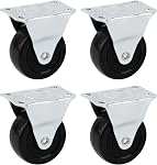 AUEAR, paquet de 2 4 Roulettes en caoutchouc de pouce Roulettes noires robustes avec plateau rigide non pivotant pour meubles