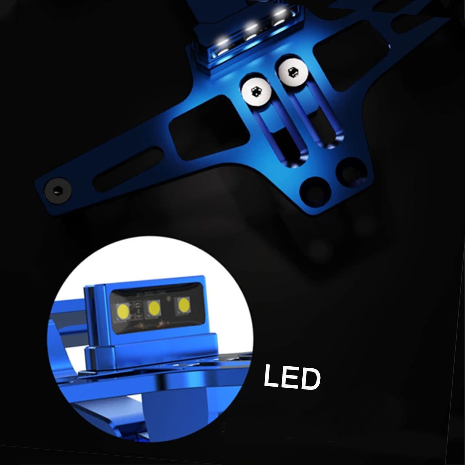 Shkalacar Supporto Targa Moto con Luci a LED Portatarga in Lega di Alluminio Universale Nero
