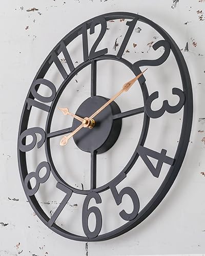 Miniatura 6 de Relojes de pared de granja de 14 pulgadas para decoración de sala de estar, reloj de pared analógico silencioso a pilas, reloj de pared moderno