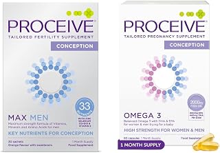 Proceive Max Tailored Fertility Supplements for Men and Omega 3 Supplement | Bundle – Men’s Pre-Conception Vitamins & Minerals for Pre Pregnancy Support and Omega 3 Fish Oil Supplement