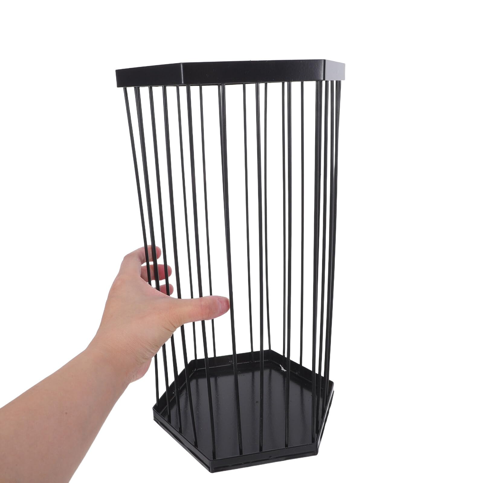 Czarny metalowy stojak na parasol z tacą na wodę Lar Capaci uchwyt na parasol na mokre parasole idealny do domowego biura i recepcji