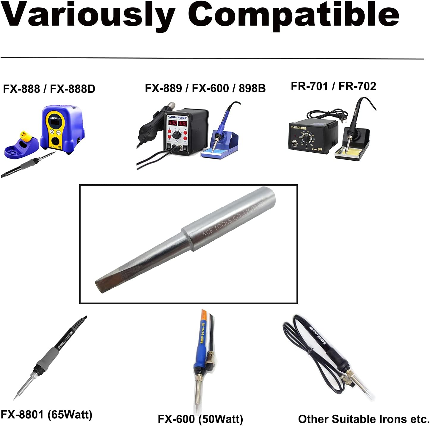 T18-DL32 Long Chisel 0.125" / 3.2mm Soldering Tip for FX-888 FX-888D FX-8801 FX-600 Baku 878-L2 FX888 FX888D FX8801 FX600 ACE Brand Solder Iron Tips (3)
