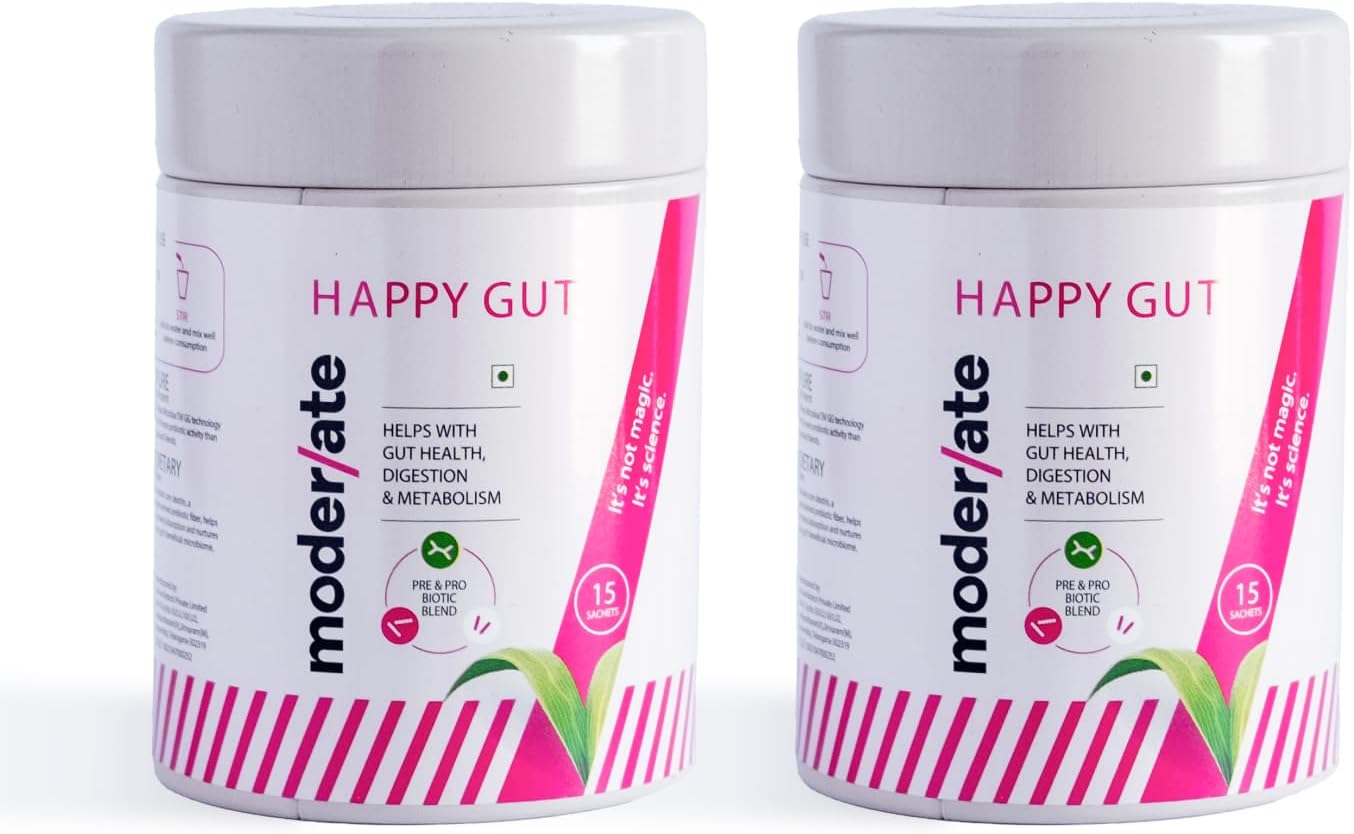 - Happy Gut Pre & Probiotic Supplement | 20B CFU | 9 Clinically Proven Strains | Gut Balance, Digestion & Bloating Support | Sugar-Free | 15 Sachets (Pack of 2)