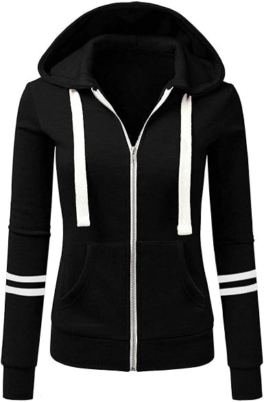 Hotkey Sudadera para mujer a la moda, de manga larga, a rayas, casual, con  cremallera completa, sudaderas : Deportes y Actividades al Aire Libre -  Amazon.com