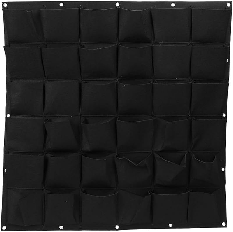 Ogrmar Macetero de pared con 36 bolsillos, bolsa de cultivo para macetero de jardín vertical transpirable | Bolsillos para colgar en la pared de plantas para hierbas, flores, verduras y fresas, tela de fieltro, fácil de colgar para uso en interiores y exteriores.