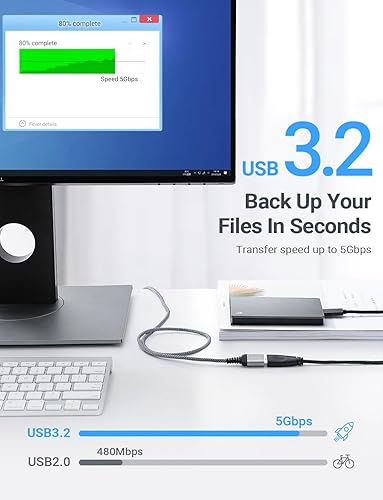 Vista 56 de AINOPE Cable de extensión USB, extensor USB, cable de extensión USB 3.0, cable macho a hembra, cable de alta transferencia de datos, compatible