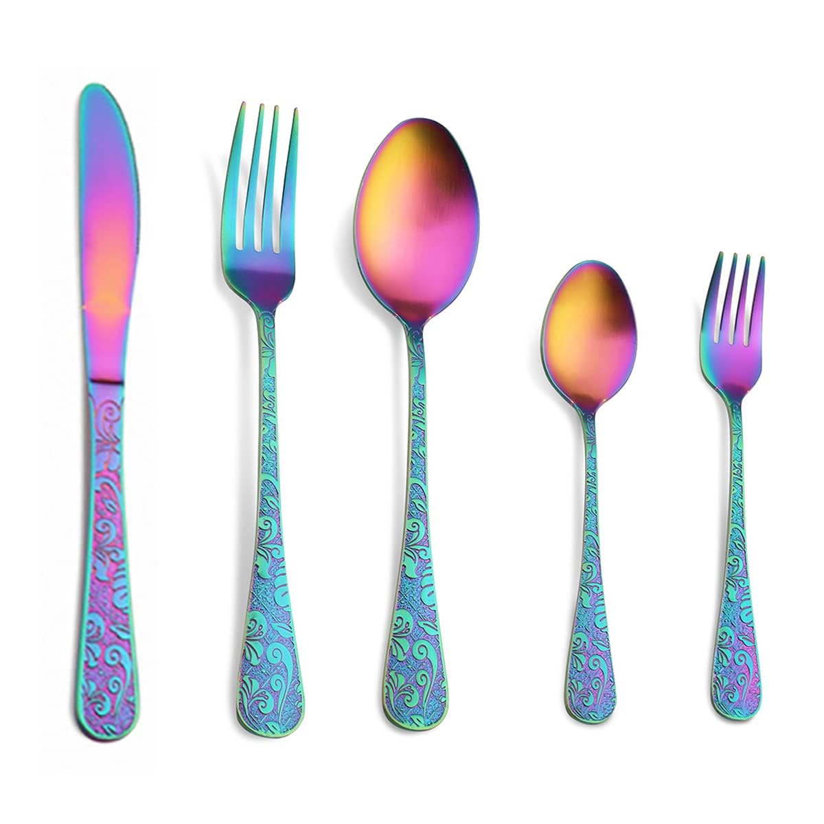 Ensemble de couverts en acier inoxydable de 80 pièces pour 16 personnes. Couverts modernes comprenant des couteaux, des fourchettes, des cuillères, de longues cuillères à café et des fourchettes à sal