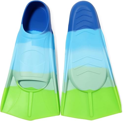Miniatura 56 de Aletas de natación para niños, aletas cortas para niños y jóvenes, aletas de natación para entrenamiento de natación para niños, niñas, niños Azul,