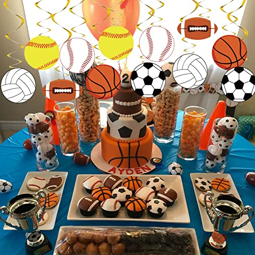Sports Party Decorations Sports Theme Birthday Party Supplies Including Happy Birthday Banners Sports Ball Hanging Swirls Sports Ball Balloons Cake&Cupcake Toppers For Boy Girl Kids Party Decor #TOP3
