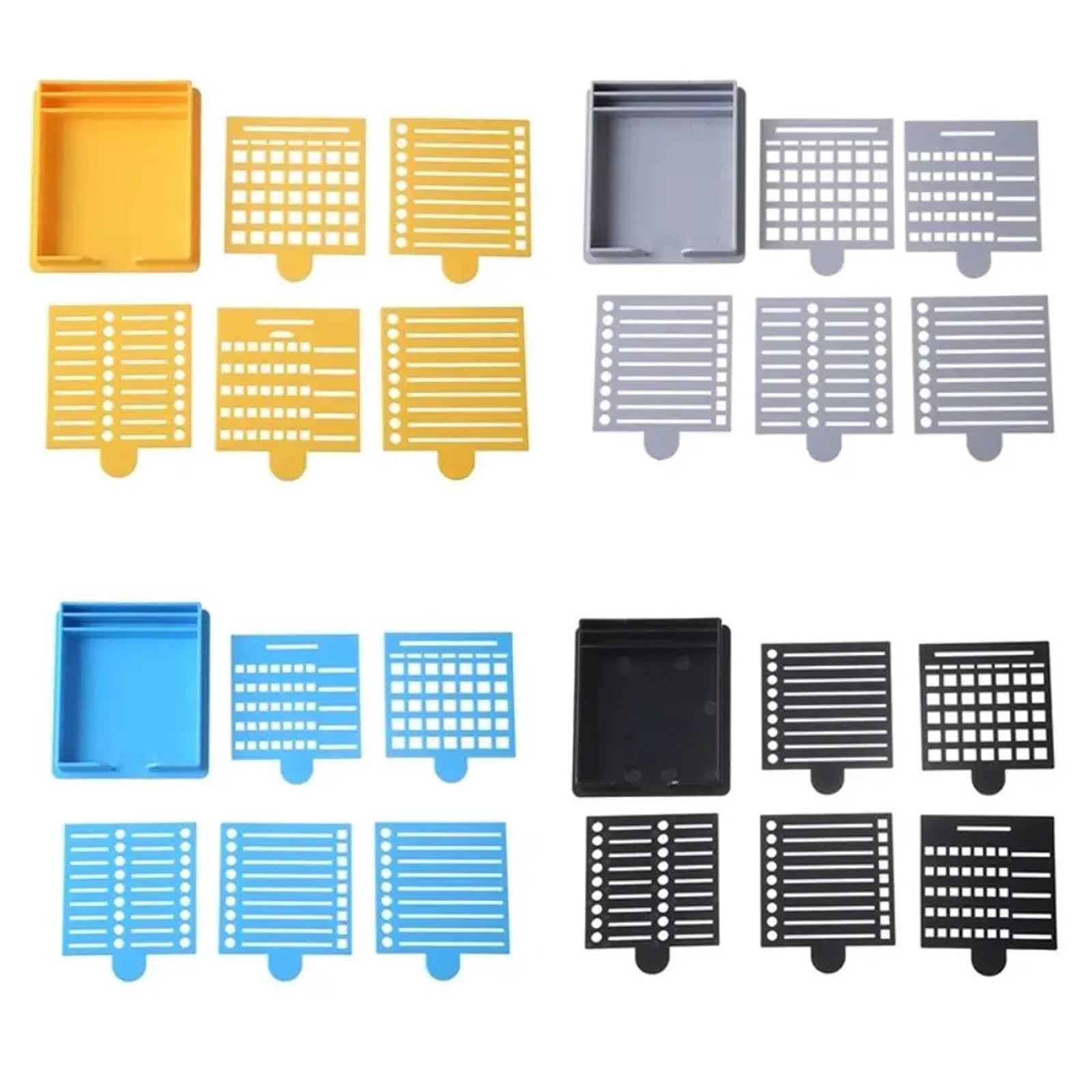 Organizador de escritorio para notas adhesivas, juego de 4 soportes 5 en 1 con plantilla multiusos para ahorrar espacio