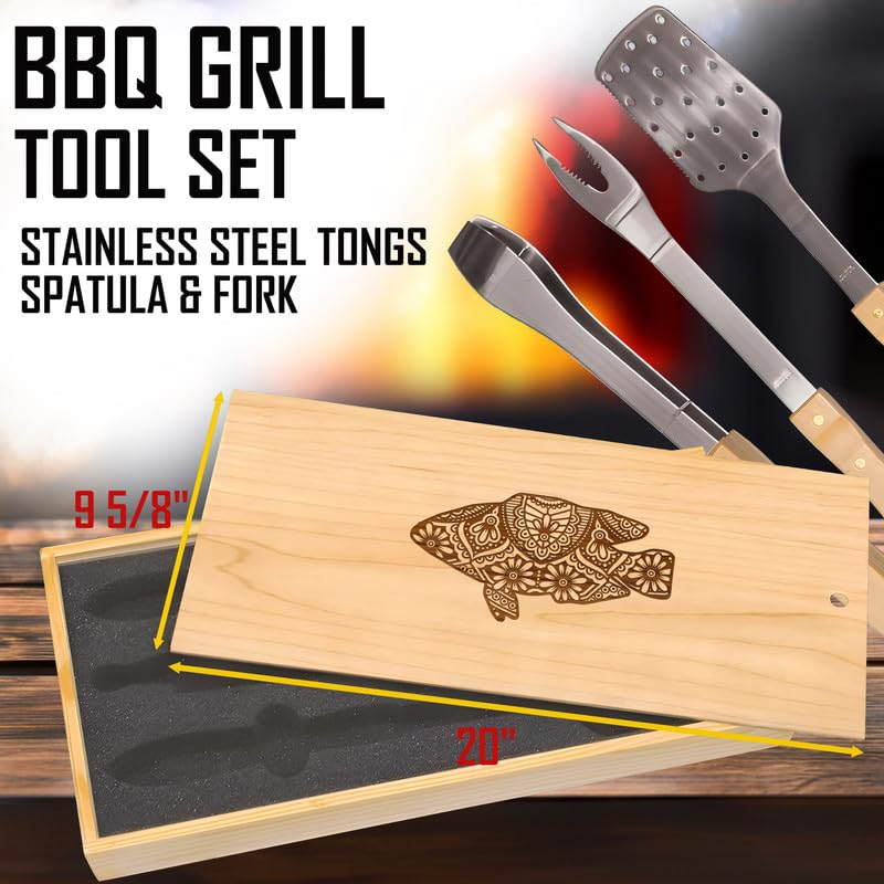 Set para Parrilla con Espátula, Pinzas y Tenedor de Acero miniatura 3