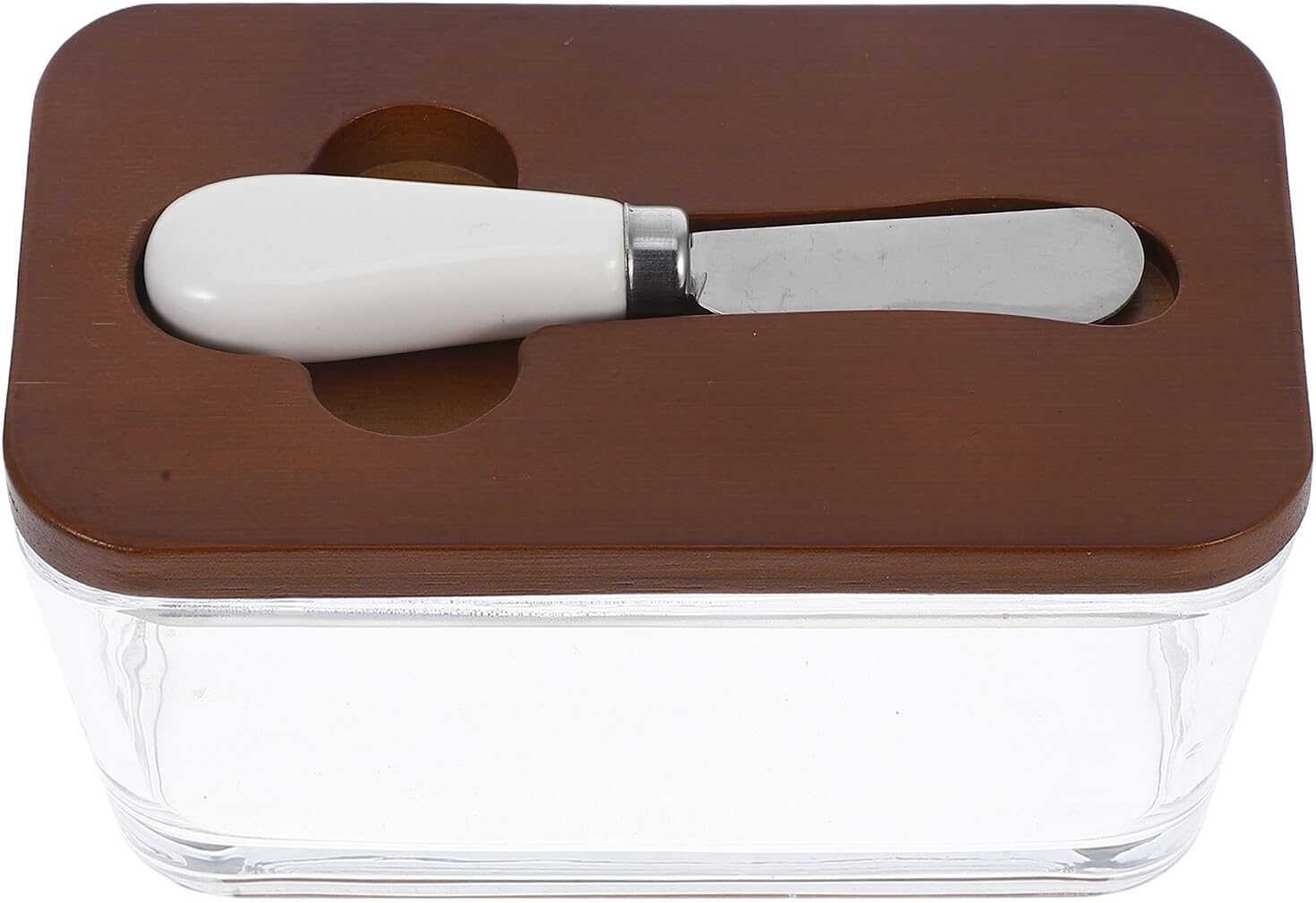 Glass Butter Keeper with Lid and Knife Airtight Glass Butter Dish Container for Kitchen Counter and Refrigerator Storage Set