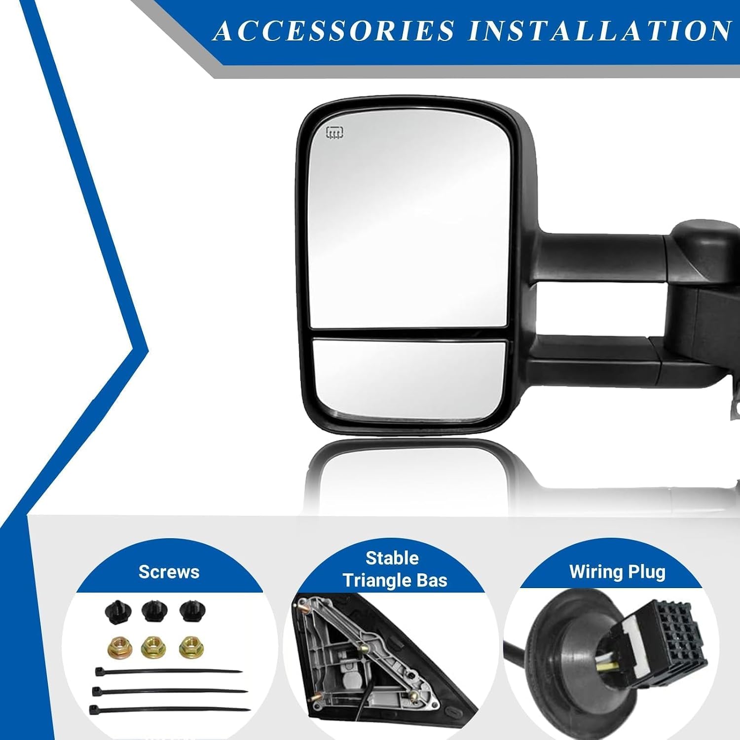 PZ Towing Mirrors Compatible with 2014-2018 Chevy Silverado for GMC Sierra 1500 2500 HD 3500 HD Black Power Heated Manual Folding Pair Set