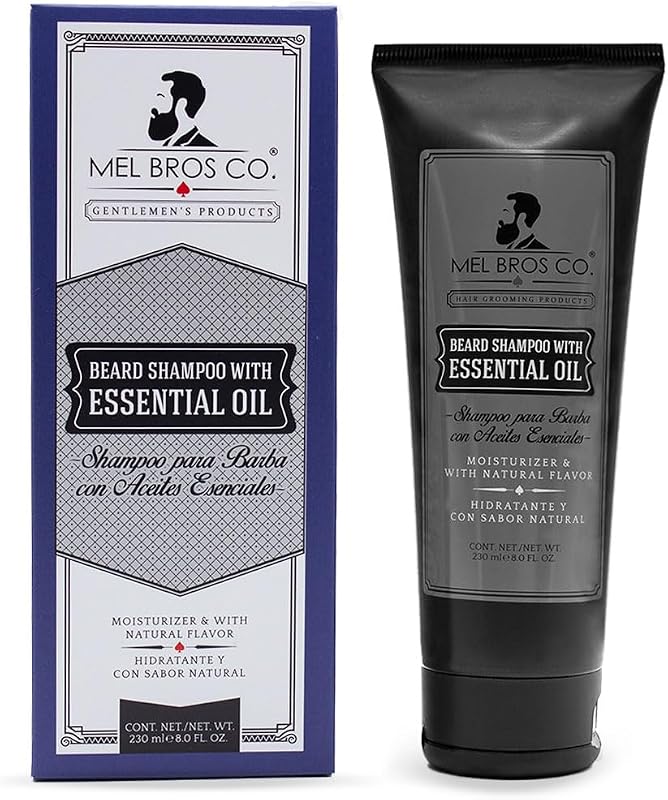 Shampoo para Barba MEL BROS CO com Óleos Essenciais, 240 mL