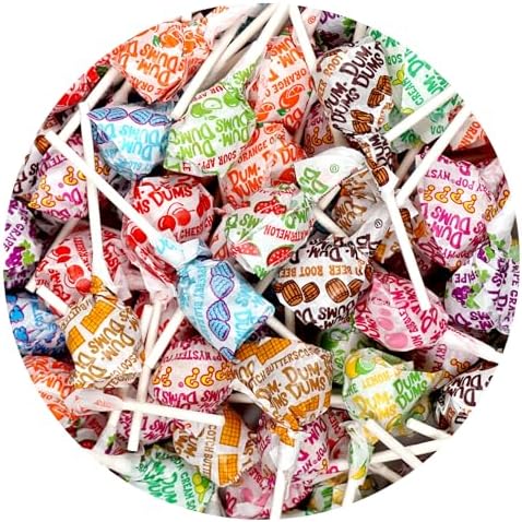 The Hampton Popcorn Company DUM DUMS Original Mix Lollipops, 1lb Bag (60 Pieces Approx.), Gluten Free Hard Candy, Assorted Flavors, Individually Wrapped Lollipops, The Hampton Popcorn & Candy Compan