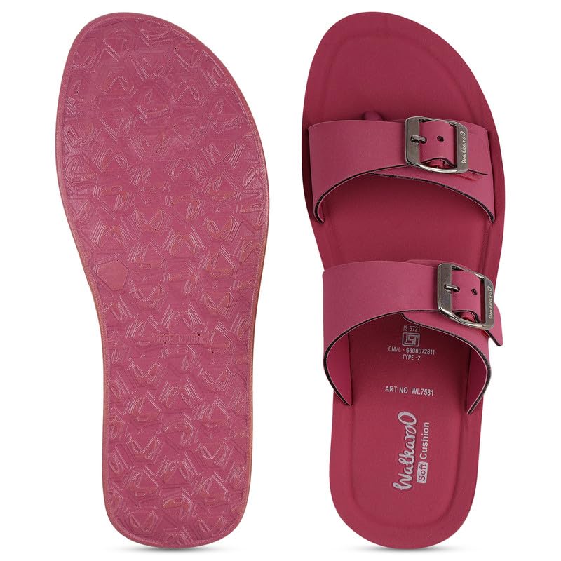Image of WALKAROO Women's Fashion Sandals with Cushion Sole, Toe Seperator, Dual Straps with Buckles and Lightweight - WL7581