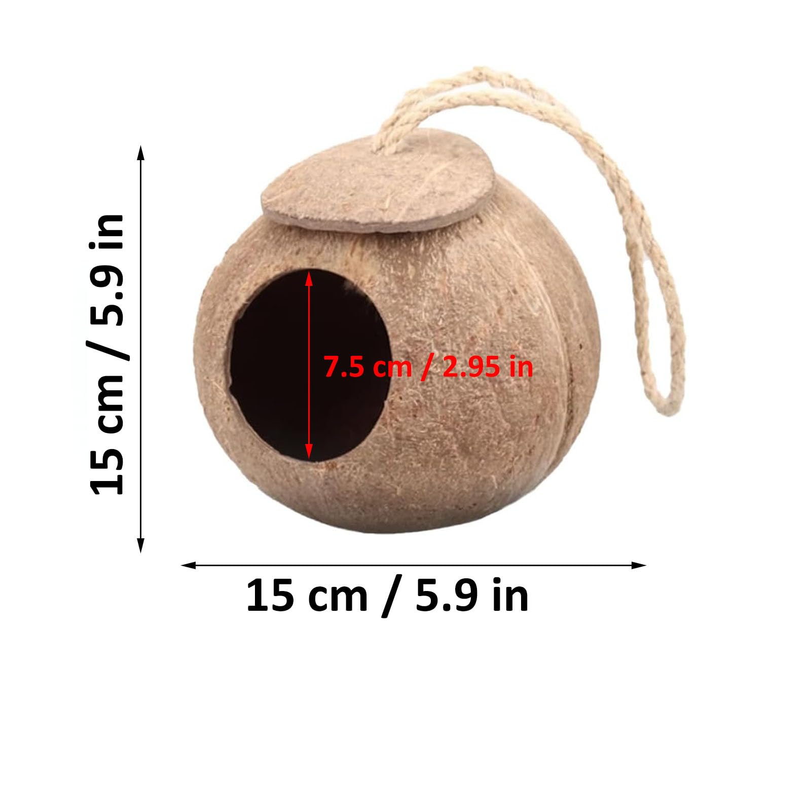 Nido di Cocco per Uccelli, Uccelli in Cocco Nido Decorativo, Nido di Noce di Cocco per Uccelli, per Uccelli in Stile Scala, Resistente Alle Intemperie per Piccoli Uccelli, Rettili, Amanti Del Giardino