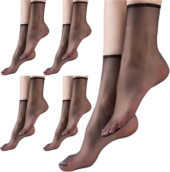 TeenFighter 5/20 Pairs Crystal Transparent Silky Nylon Ankle Socks for Girls, Ultra-Thin No Show Elastic Socks for Women