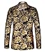 MOGU Mens Floral Printed Blazer Suit Jacket Slim Fit Dinner Tuxedo for Party Dance Prom Homecoming US Size 42 Gold
