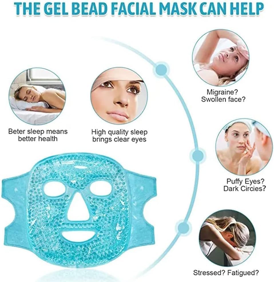 C2SK Ice Face Mask with Gel Beads | Cold & Hot Compress Pack for Puffy Eyes, Dark Circles, Headache Relief, Relaxation & Skin Care | Reusable Face SPA Mask 1