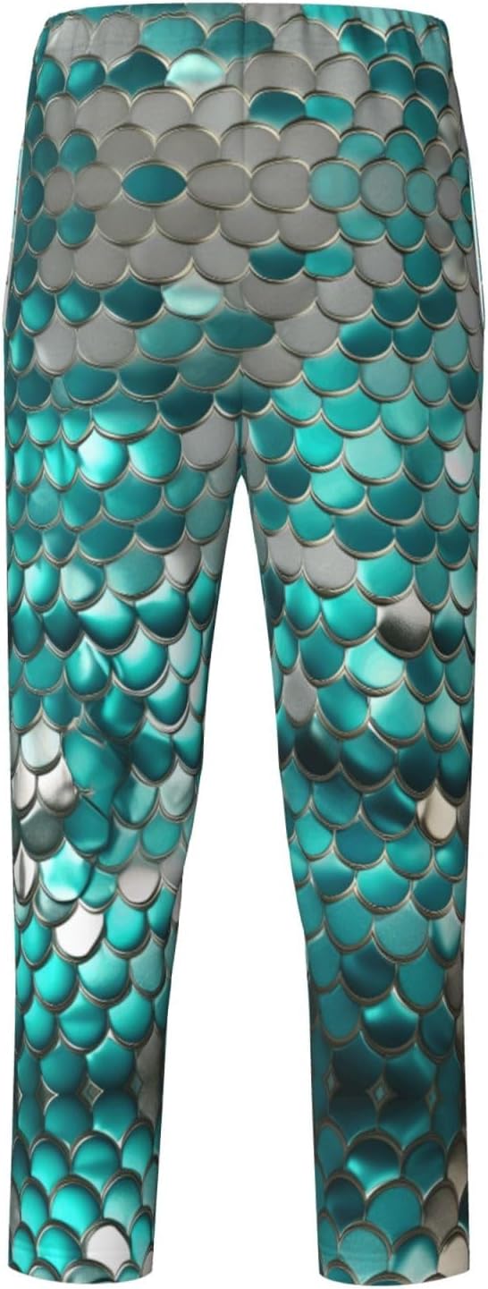 Mermaid Scale Print Comfortable Pajama Pants,Teenagers Pajama Pants,For Both Lounging At Home And Outings