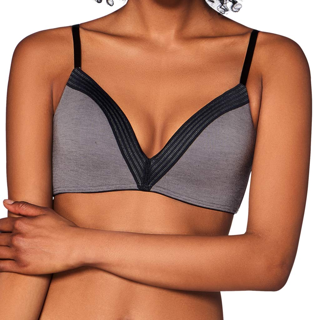 Sloggi Women's Black (Black Combination M014) Wow Embrace Pu Wireless Bra, C (Manufacturer Size: Large)