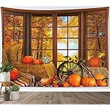 LB 秋の森 タペストリー カエデの森 かぼちゃ ひまわり 壁飾 紅葉 収穫期 壁の装飾 インテリア ウォールアート 新居祝い 多機能 布ポスター 部屋飾り お店 雑貨 おしゃれな壁掛け 個性ギフト 200ｘ150cm