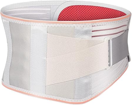 Lower Back Brace with Heating for Back Pain Relief Heated Lumbar Support Belt with 28 Magnets for Men and Women Injury Herniated Breathable Comfortable Grey Size L/Large