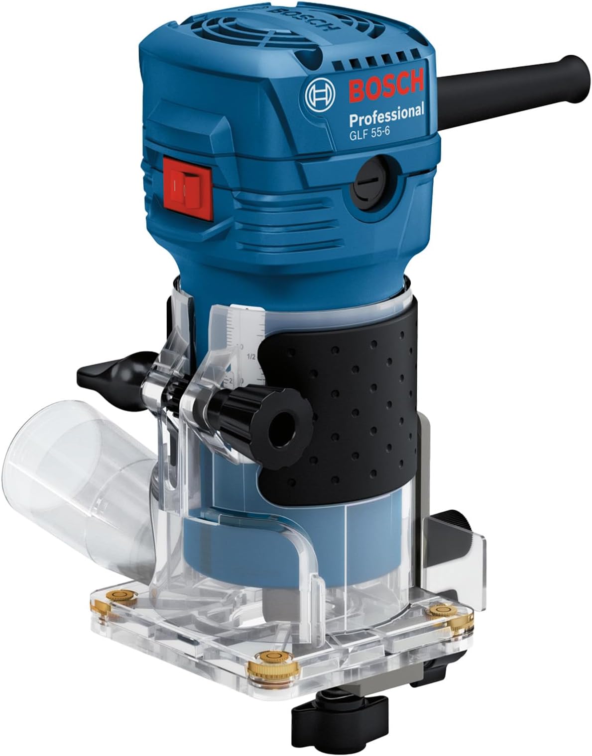 Bosch GKF 550 Electric Hand / Palm Router, 550W, 33,000 rpm, 6 (1/4") mm Bit, Variable Speed, Soft Grip,1.4kg + Parallel, Roller & Template Guide, 17 mm & 10 mm Spanner, Straight Bit, 1 Year Warranty