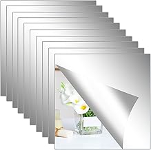 Hode 10 Stück Klebespiegel Selbstklebend, Spiegel zum Aufkleben Kleben 30x30cm, Spiegelfolie Wandspiegel Acryl 2mm Dicke, Selbstklebende Spiegel für Badezimmer Wohnzimmer Schlafzimmer Schrank