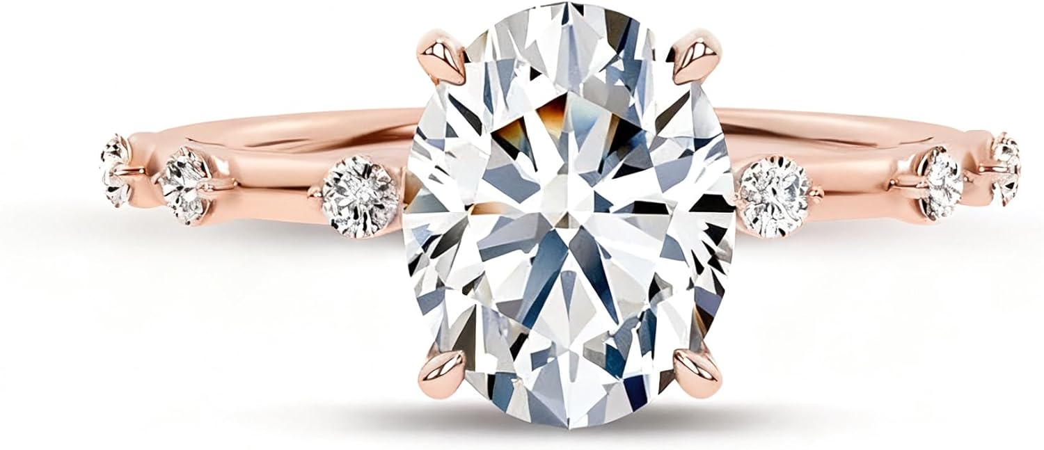 925 Sterling Silver/10K/14K/18K Solid Gold 1.3 Carat(ctw), Oval Cut Solitaire Moissanite Wedding Engagement Ring, Wedding Ring for Women Size 4-14